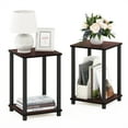 thumbnail image 1 of Furinno Turn-N-Tube Toolless Assembly Side Table Set of 2, Stackable 2-Tier Brown End Table with Open Shelf, Night Stand, Bedside Table, for Living Room, Bedroom, Cherry Oak, 1 of 5