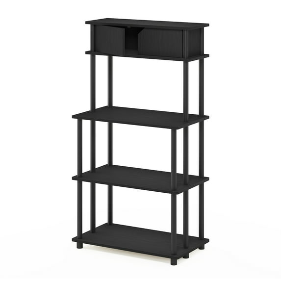 Furinno Turn-N-Tube Toolless Multipurpose Printer Stand Display Storage Shelf with Top Cabinet, Americano/Black