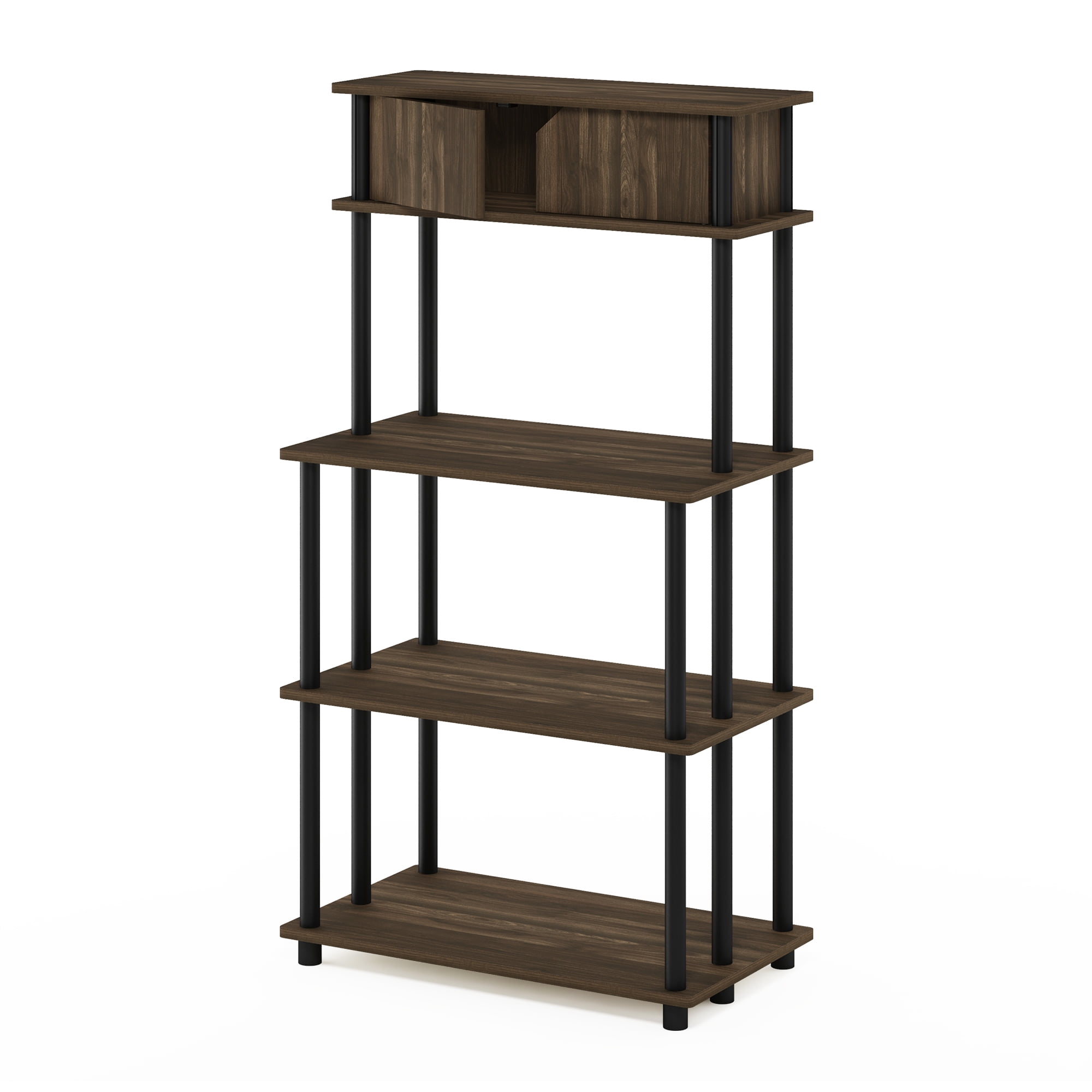 Columbia Walnut and Black PVC Freestanding 4-Shelf Storage Unit