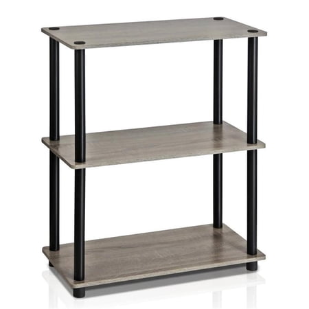 Furinno 23.6 W X 11.6 D X 29.5 H 3-Shelf Decorative Shelves, Gray and Black