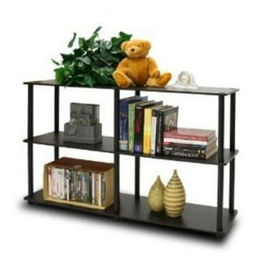 Furinno Turn-N-Tube Wood 3-Tier Double Size Storage Display Rack in Espresso