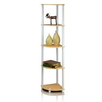 Furinno Turn-N-Tube Wood 5 Tier Corner Display Rack in Beech/Natural