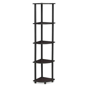 Furinno Turn-N-Tube Wood 5 Tier Corner Display Rack in Dark Walnut