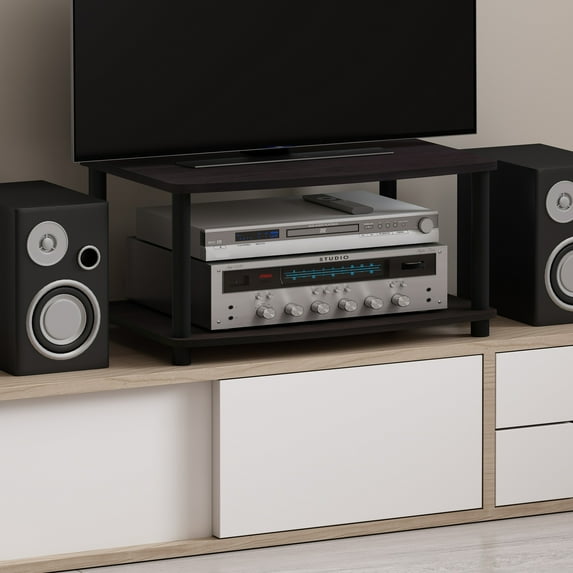 Furinno Turn-N-Tube Wood Elevated TV Stand for TV up to 25" in Walnut