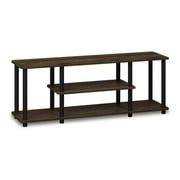 Furinno TURN-N-TUBE Wood Entertainment TV Stand for TV up to 50" in Walnut/Black