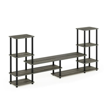 Furinno Turn-N-Tube Wood Grand Entertainment Center for TV up to 50" in Oak Gray