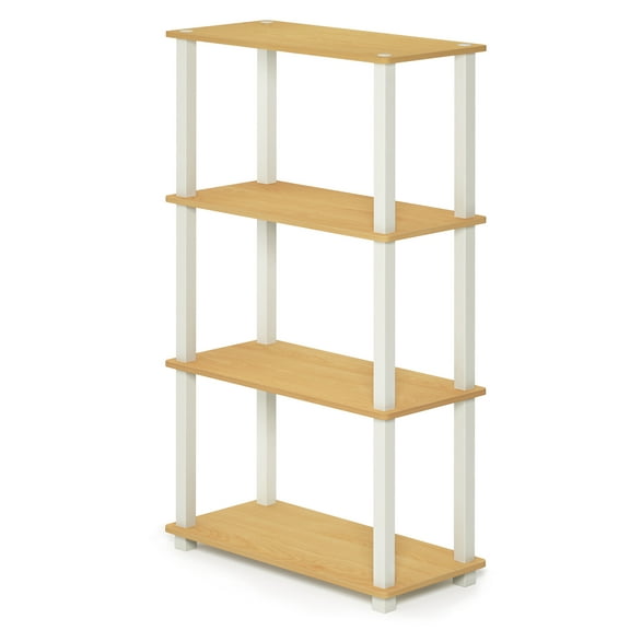 Furinno Turn-S-Tube 23.6†W x 11.4 D x 43.25 H 4-Shelf Decorative Shelves, Beige and White