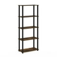 thumbnail image 1 of Furinno Turn-S-Tube 23.6"W x 11.6"D x 57.4"H 5-Shelf Freestanding Shelves, Amber Pine and Black, 1 of 5