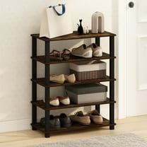 Furinno Turn-S-Tube 3-Tier Multipurpose Standing Shelves, Amber Pine/Black, Set of 2