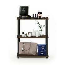 Furinno Turn-S-Tube 3-Tier Square Tube Display Shelf, Columbia Walnut and Black
