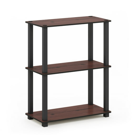 Furinno Turn-S-Tube 3-Tier Square Tube Display Shelf, Dark Cherry and Black