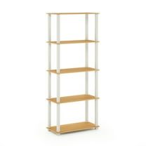 Furinno Turn-S-Tube 5-Tier Multipurpose Shelf Display Rack with Square Tubes, Beech/White
