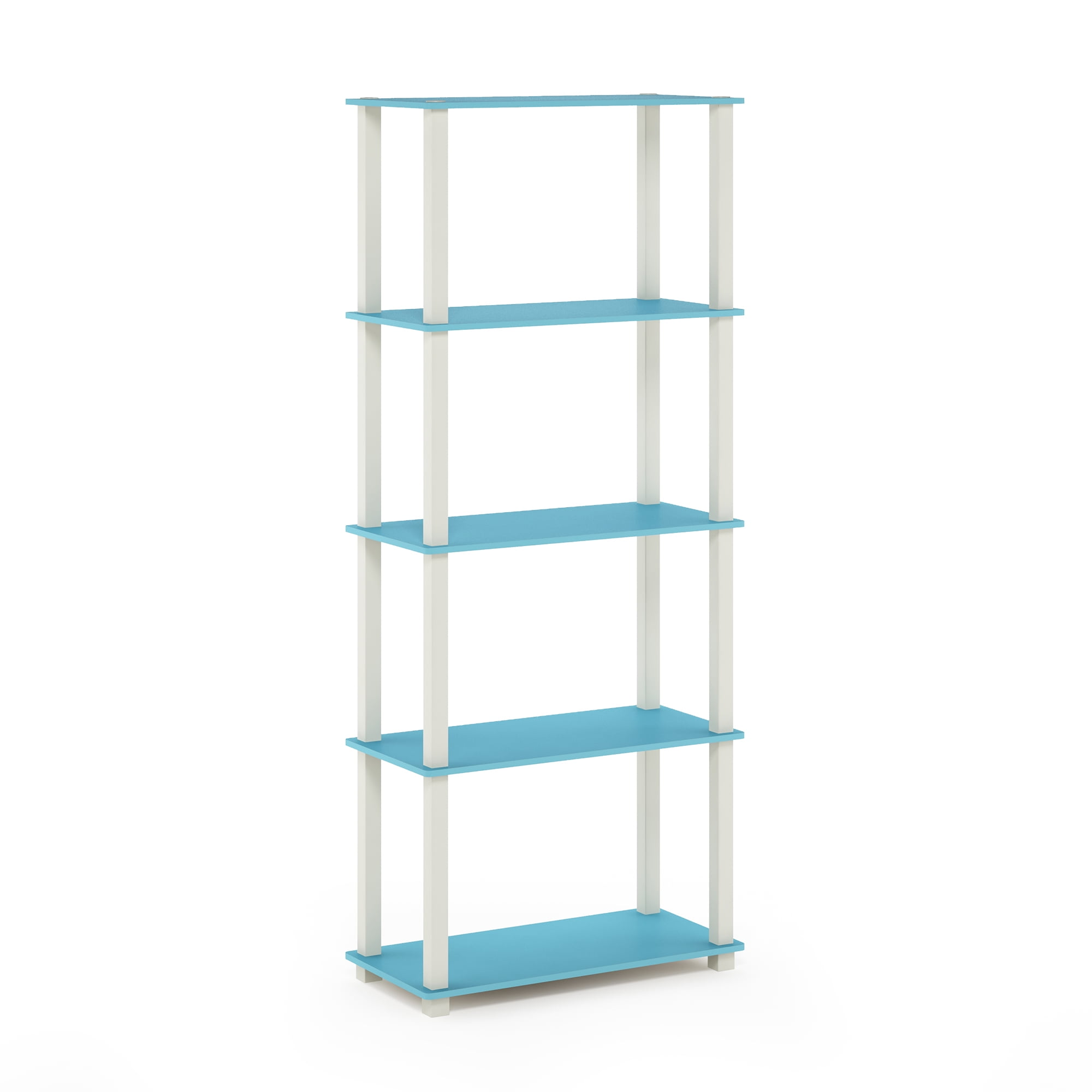 Light Blue and White 5-Tier MDF and PVC Display Shelf