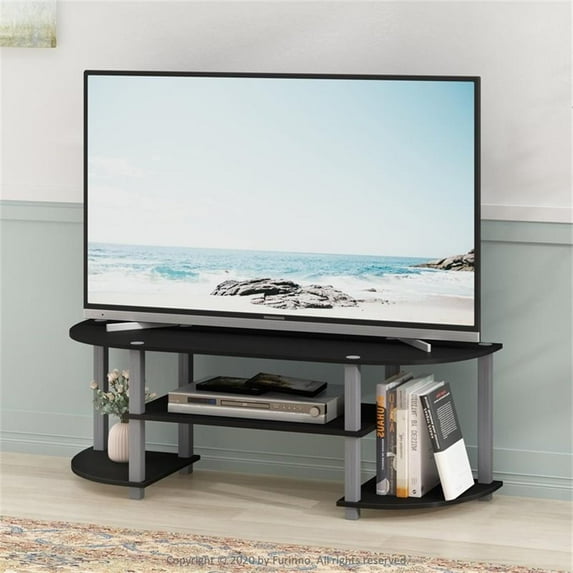 Furinno Turn-S-Tube Wood TV Entertainment Center for TV up to 42" in Black/Gray