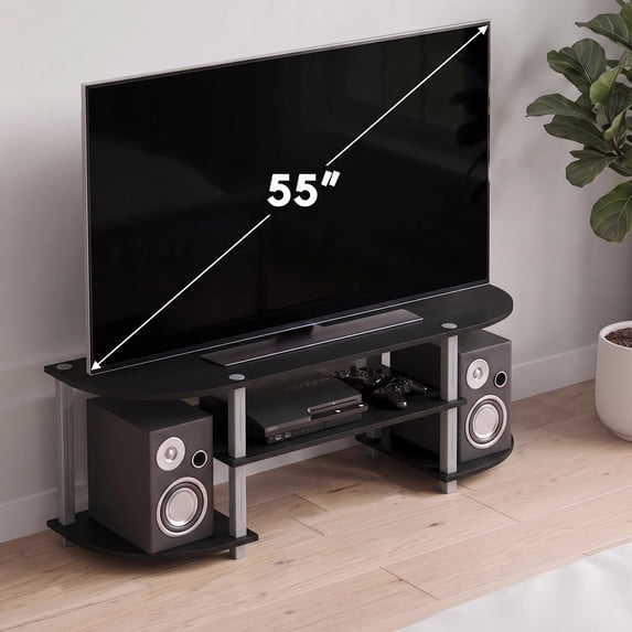Furinno TURN-S-TUBE Wood TV Entertainment Center for TV up to 42" in Black/Gray