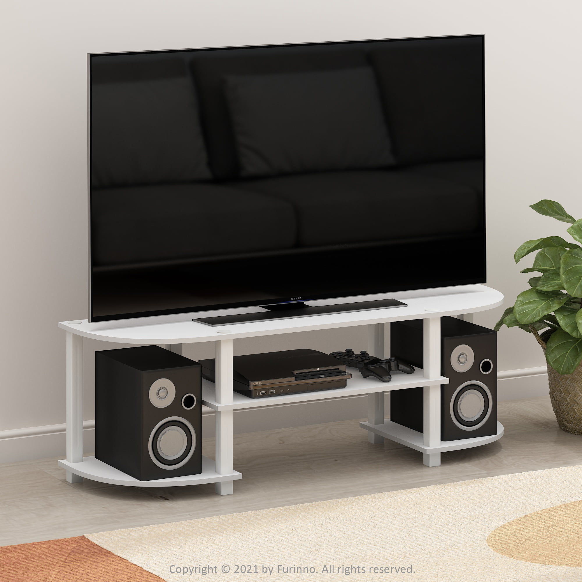 Furinno Turn-S-Tube Wide TV Entertainment Center, White