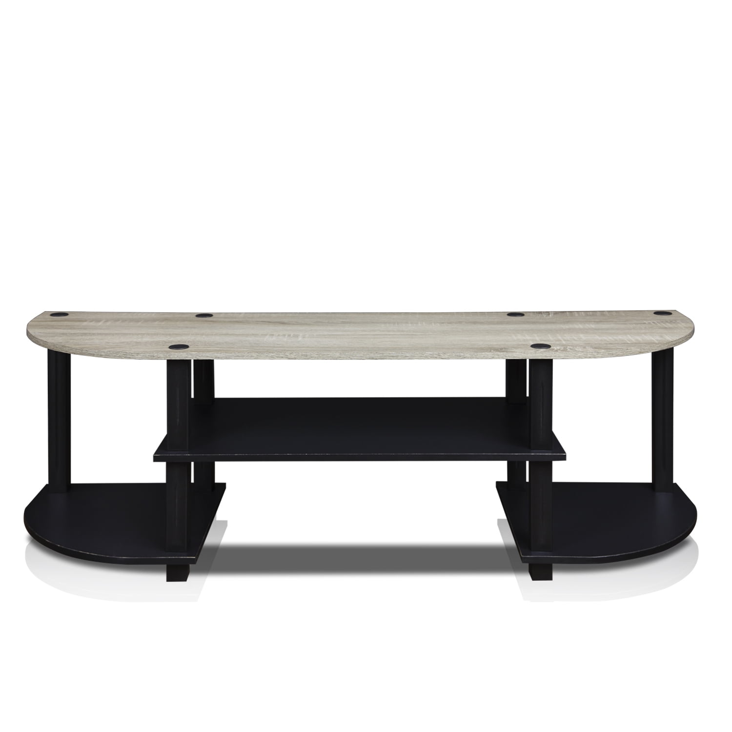 Oak Grey and Black Wide TV Entertainment Center with PVC and Composite Wood