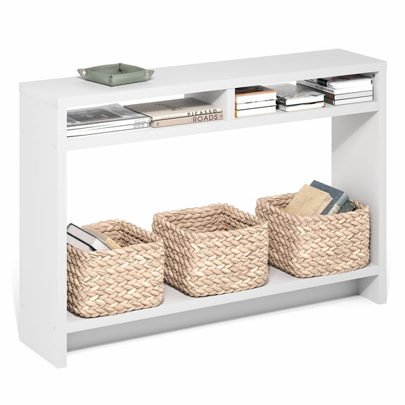 Furinno VIOLA 3-Tier Narrow Console Table with Extra Thick Frame White