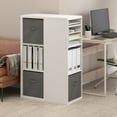 thumbnail image 1 of Furinno Viola 3-Tier Open Shelf Bookcase, Bookshelf, Storage Organizer, with Storage Bins, White/Light Grey, 1 of 5