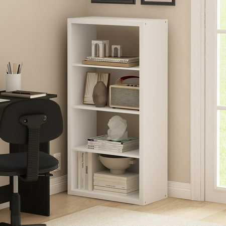 Furinno Viola 4-Tier Open Shelf Bookcase, Bookshelf, White