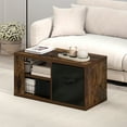 thumbnail image 1 of Furinno Viola Coffee Table, Side Table with Open Shelves and Storage Bin, Amber Pine/Black, 1 of 6