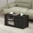 thumbnail image 1 of Furinno Viola Coffee Table, Side Table with Open Shelves and Storage Bin, Dark Oak/Black, 1 of 6