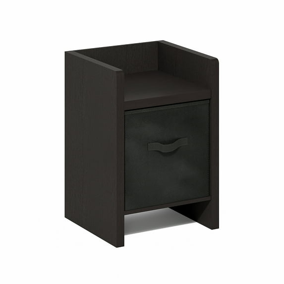 Furinno Viola End Table, Side Table with Storage Bins, Dark Oak/Black