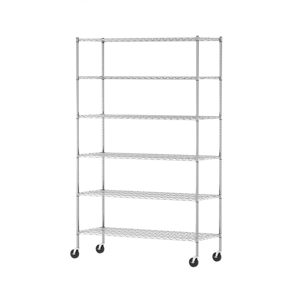 Furinno WAYAR 6-Tier Metal Storage Shelf Rack, 48 x 18 x 78, Chrome