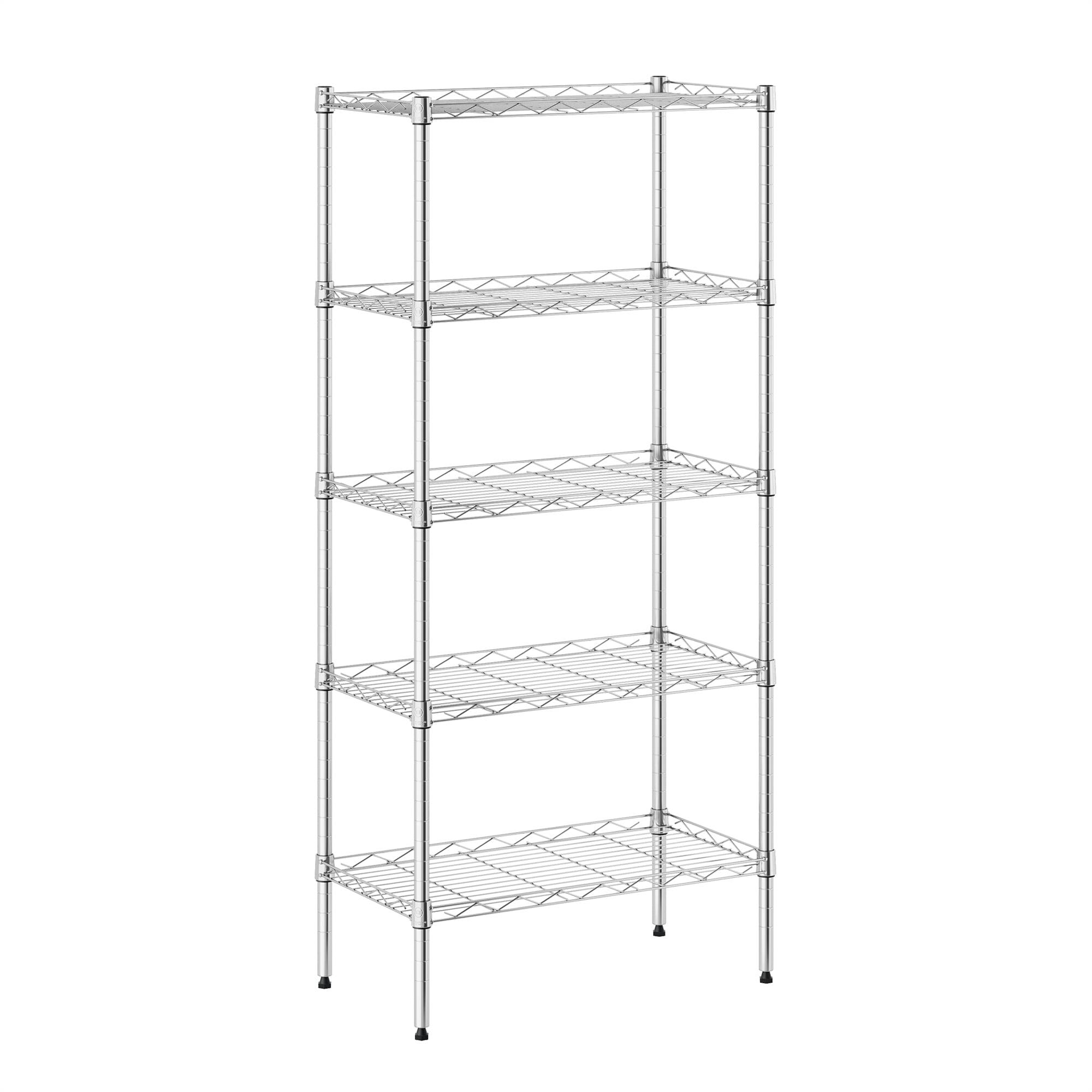 Furinno Wayar 5Tier Metal Storage Shelf Rack, 22 x 12 x 48, Stainless