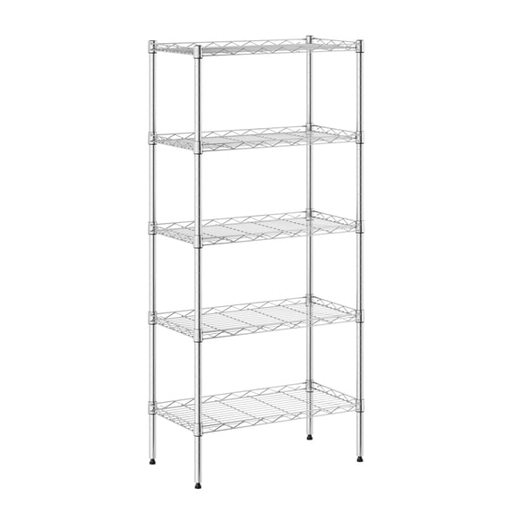 Furinno Wayar 5-Tier Metal Storage Shelf Rack, 22 x 12 x 48, Stainless Steel