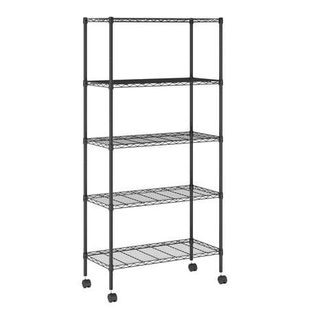 Furinno Wayar 5-Tier Metal Storage Shelf Rack, 24 x 14 x 59, Black