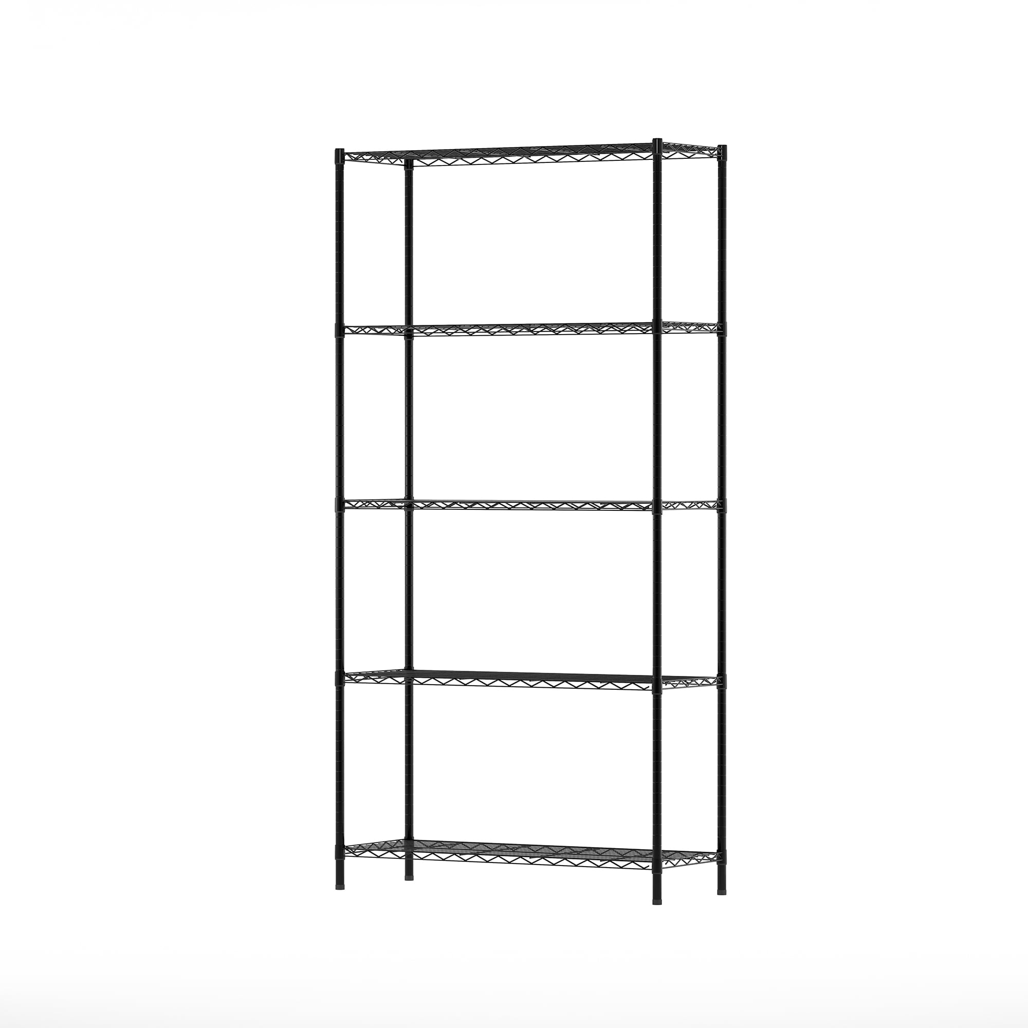 Furinno Wayar 5-Tier Metal Storage Shelf Rack, 36 x 14 x 72, Black