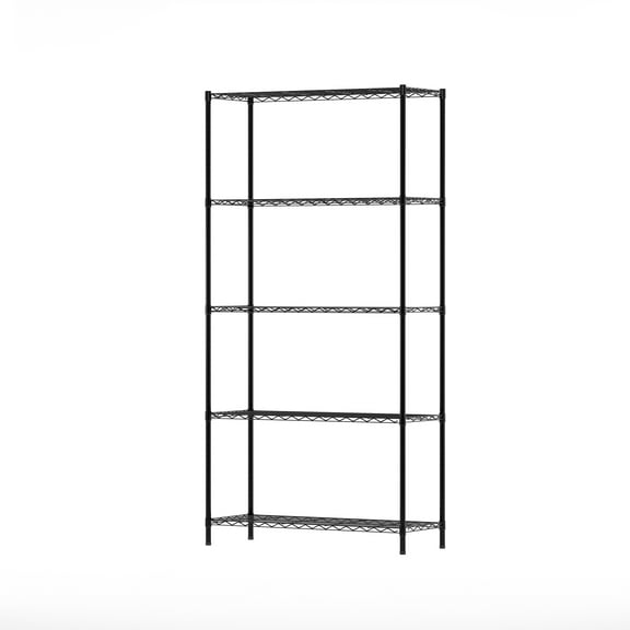 Furinno Wayar 5-Tier Metal Storage Shelf Rack, 36 x 14 x 72, Black