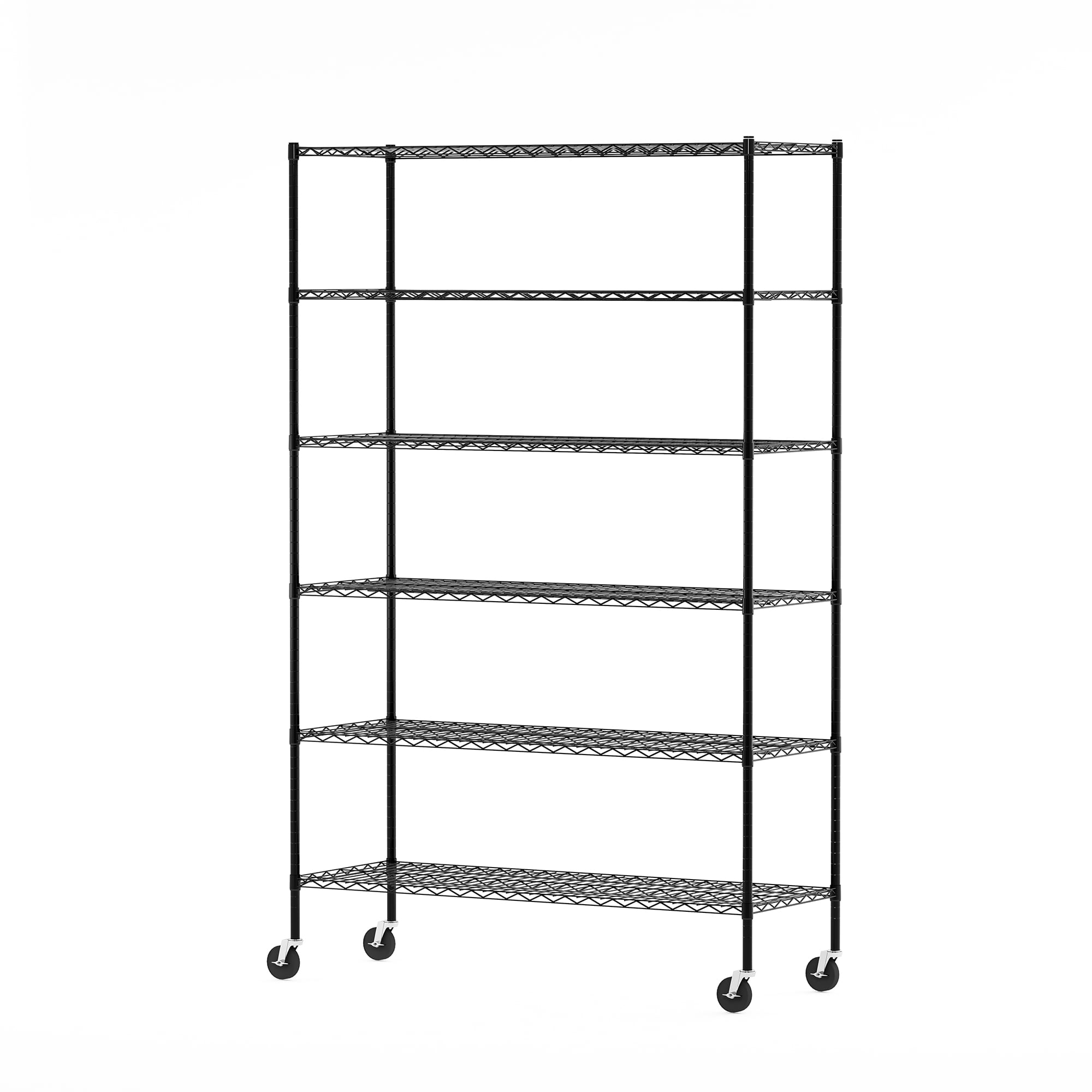 Furinno Wayar 6Tier Metal Storage Shelf Rack, 48 x 18 x 78, Black
