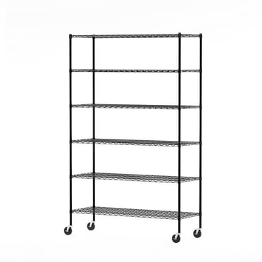 Furinno Wayar 6-Tier Metal Storage Shelf Rack, 48 x 18 x 78, Black