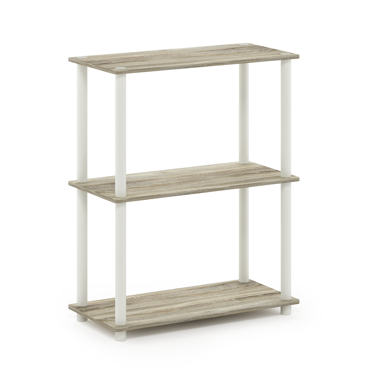 Furinno Wire 3-Tier Industrial Style Metal Frame End Table, Side Table, Finn Oak