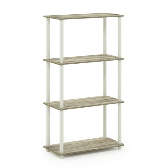 Furinno Wire 4-Tier Industrial Style Metal Frame Display Shelf, 24 Wide, Walnut Cove