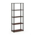 thumbnail image 1 of Furinno Wire 5-Tier Industrial Style Metal Frame Display Shelf, 16 Wide, Walnut Cove, 1 of 5