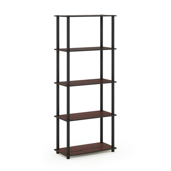 Furinno Wire 5-Tier Industrial Style Metal Frame Display Shelf, 16 Wide, Walnut Cove