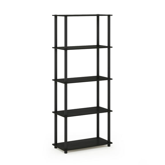 Furinno Wire 5-Tier Industrial Style Metal Frame Display Shelf, 24 Wide, Finn Oak