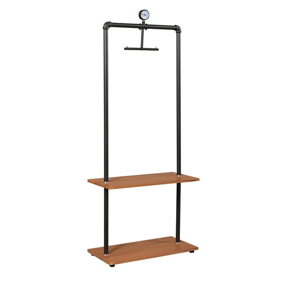 Furinno Wyatt 2-Shelf Retro Garment Rack, Antique Espresso