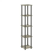 Furinno and Shelves 11.6 W X 11.6 D X 57.7 H 5-Shelf Decorative Shelves, Gray and Black
