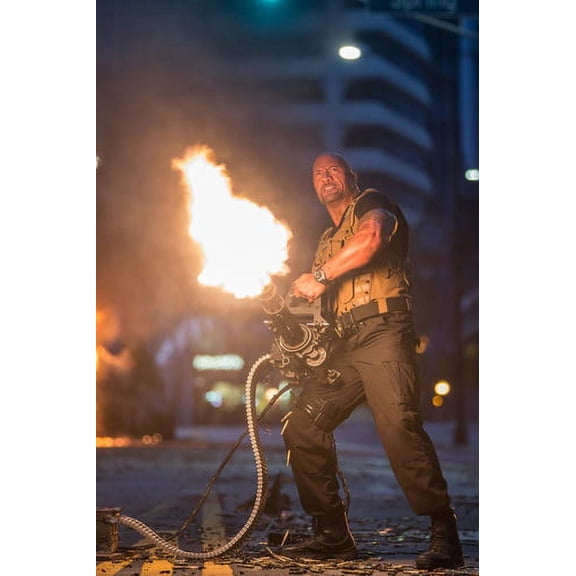 Furious 7 Dwayne Johnson With Machine Gun 24x36 Poster