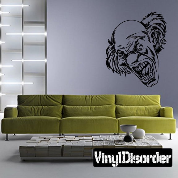 Furious Bald Clown Head Decal - 36 Inches