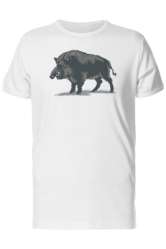 Furious Wild Boar B&W Tee Men's -Image by Shutterstock