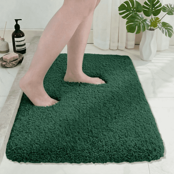 Wozola Dark Green Bathroom Rugs Mat, Soft Absorbent Microfiber Bath Rugs, Non Slip, Machine Washable Bath Mats for Bathroom Floor, Tub and Shower, Home Decor Accessories, 24" × 59"