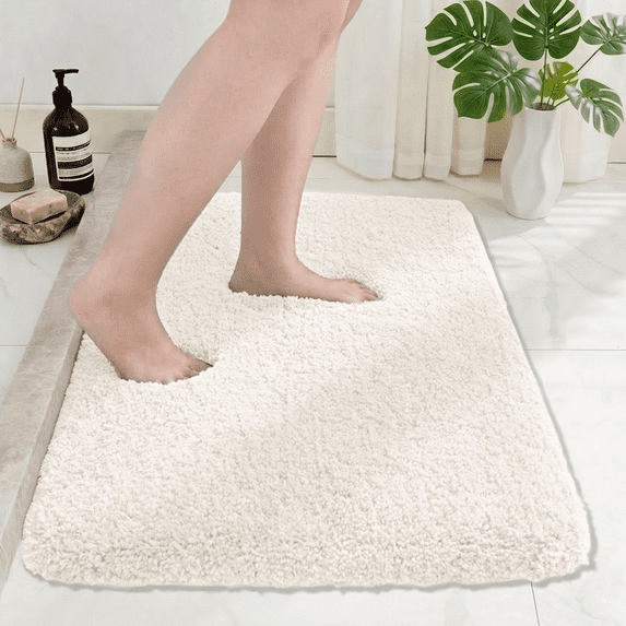 Wozola Off-White Bathroom Rugs Mat, Soft Absorbent Microfiber Bath Rugs, Non Slip, Machine Washable Bath Mats for Bathroom Floor, Tub and Shower, Home Decor Accessories, 16" × 24"