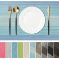 thumbnail image 1 of Furkithn Placemats Set of 4, PVC Waterproof Washable Table Mats 12 x 18 Inch, Heat Resistant Woven Placemats for Dining Room Kitchen Table, Blue, 1 of 7