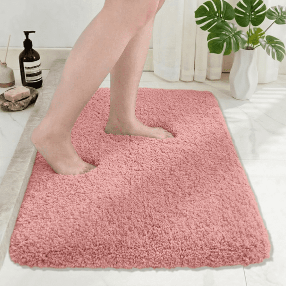 Wozola Sakura Pink Bathroom Rugs Mat, Soft Absorbent Microfiber Bath Rugs, Non Slip, Machine Washable Bath Mats for Bathroom Floor, Tub and Shower, Home Decor Accessories, 24" × 47"
