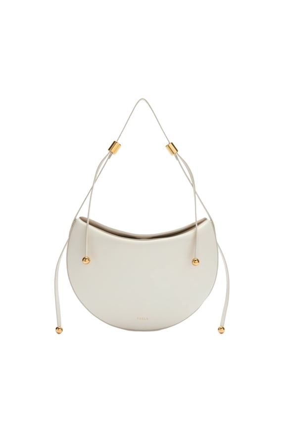 Women's Moonstone S Leather Shoulder Bag, Cream Color White